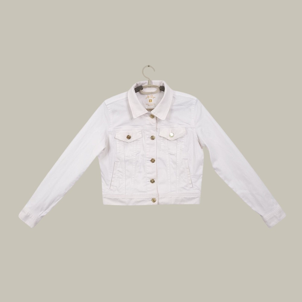 Lilly Pulizer Seaspray Denim Trucker Jacket Small Gold Buttons Cropped Preppy